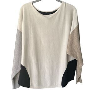 Aaeda Abstract Multicolor Sweater Black Gray Tan White Size XL
